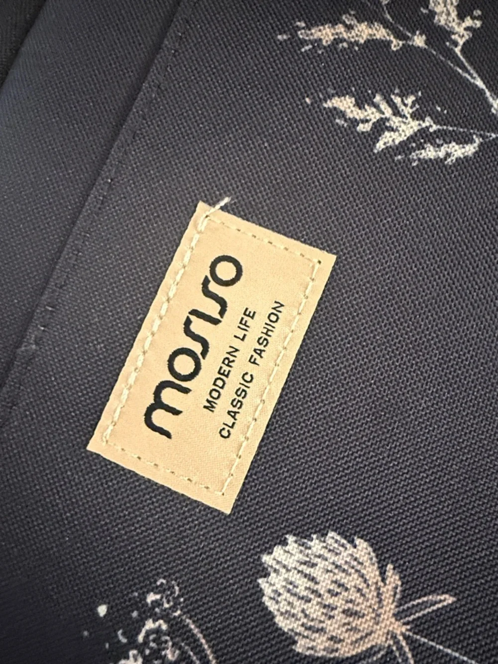 Mosiso 15.6” Botanical Black Floral Laptop Tote Crossbody Bag